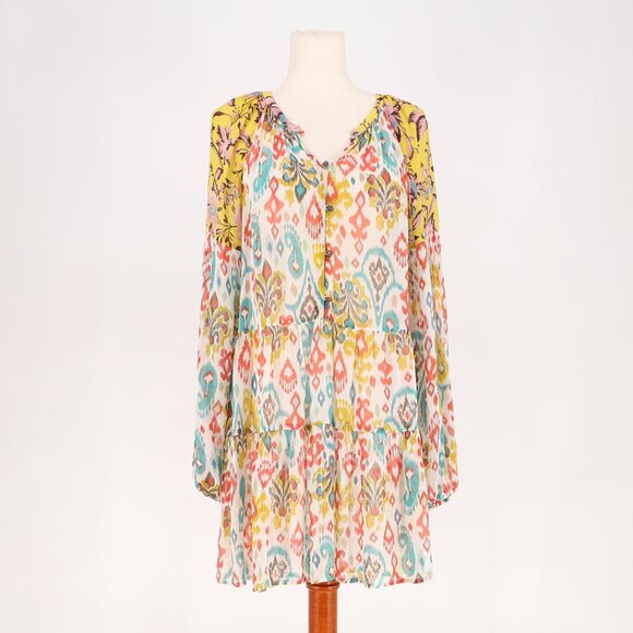 ANTHROPOLOGIE Maureen Babydoll Tiered Tunic Blouse Boho Colorful Size M - Picture 3 of 10